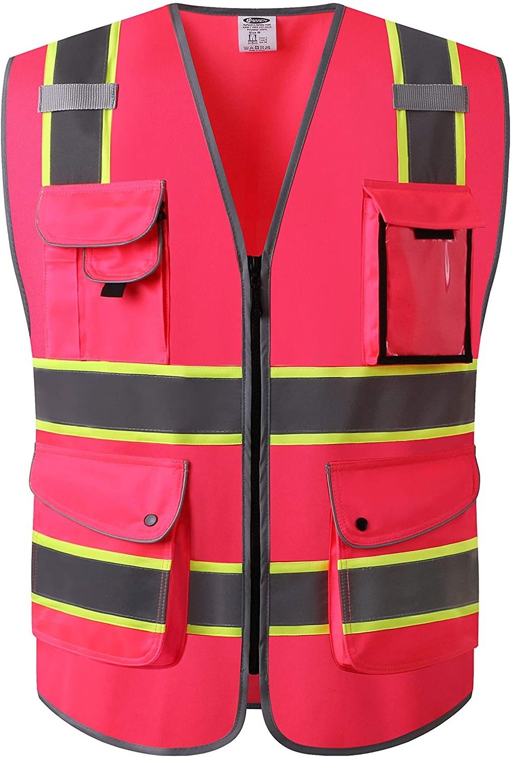 Multi-colour Customizable Traffic Safety Reflective Vest with Pockets and Zipper construction reflective safety clothing