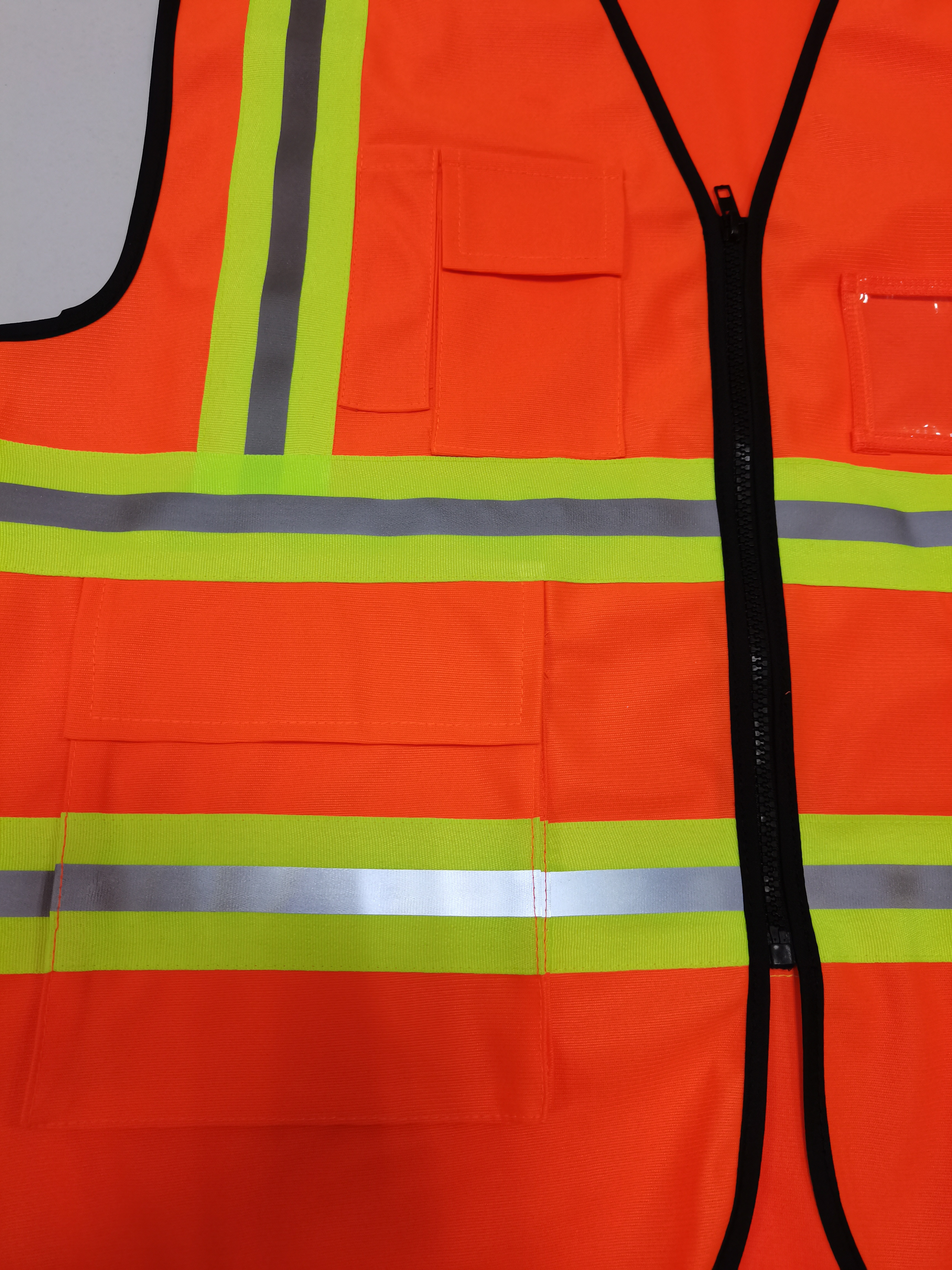 OEM Customized Orange Reflector Vest with Pockets zipper safety Jacket