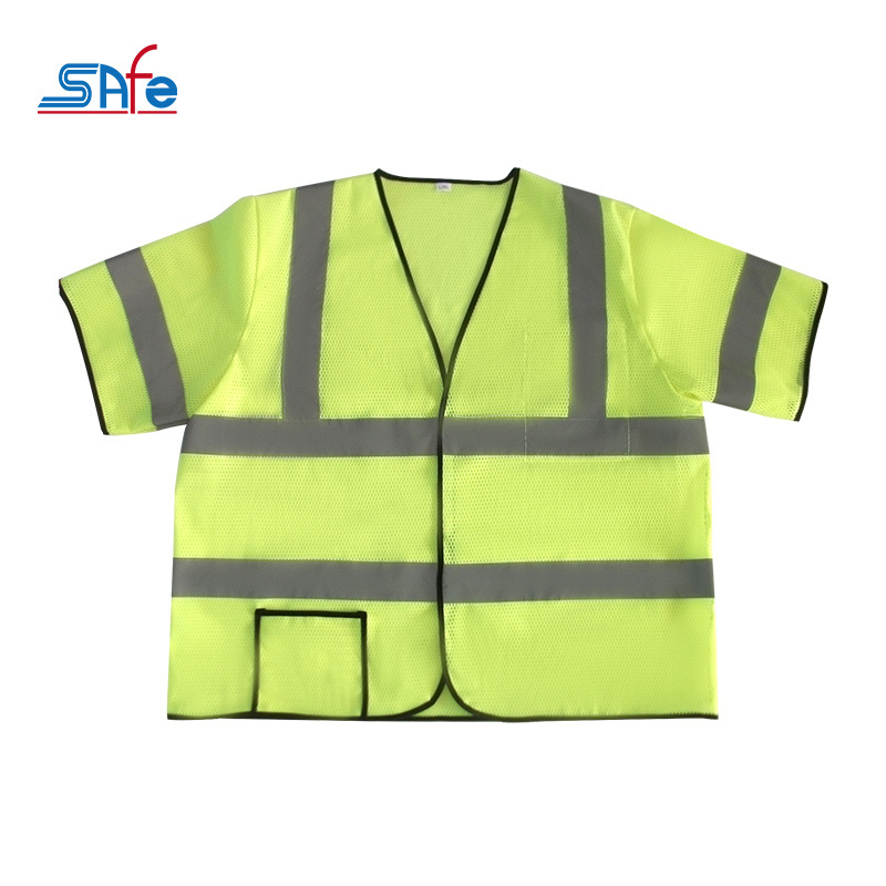 PA Safety Adult Hi Vis Waistcoat Reflective Tape Short Sleeve High Visibility Tool Vests High Viz Tricot Sleeved Safety Vest