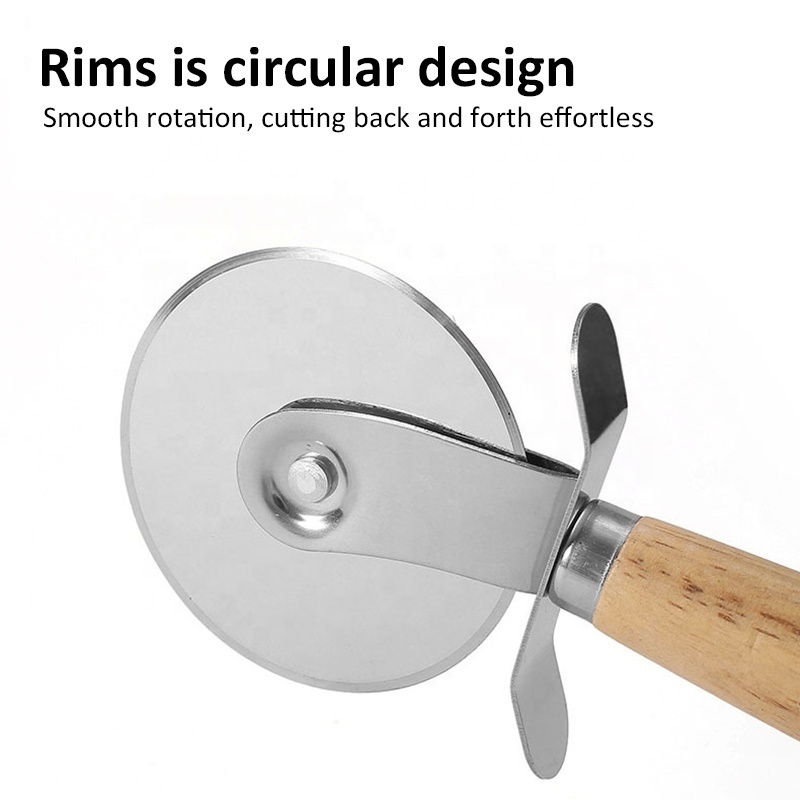 Premium Pizza Cutter Stainless Steel Pizza Cutter Wheel Super Sharp Slicer with wood handle pizza cutter