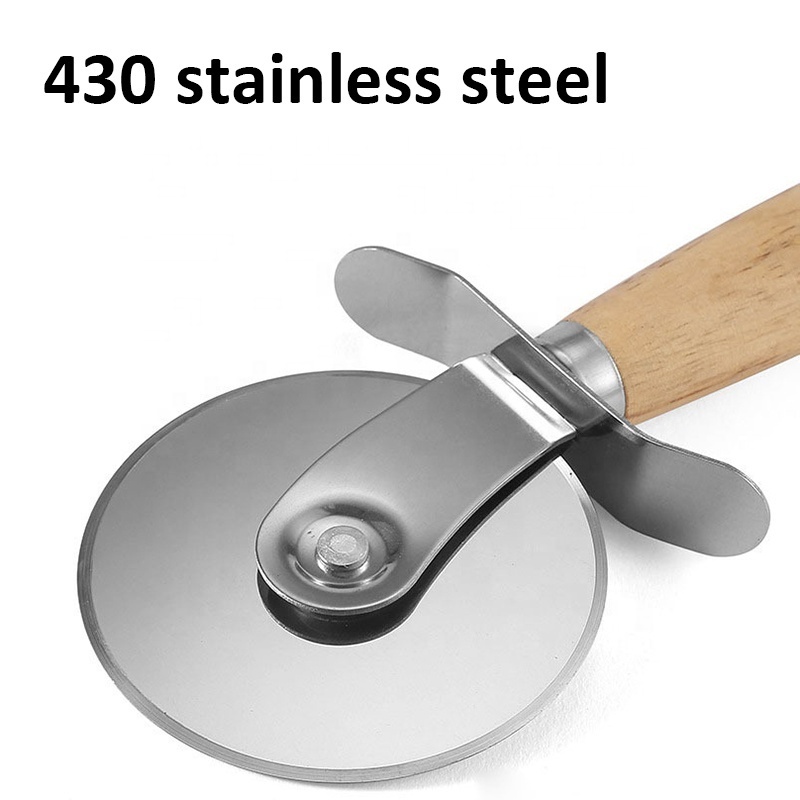 Premium Pizza Cutter Stainless Steel Pizza Cutter Wheel Super Sharp Slicer with wood handle pizza cutter