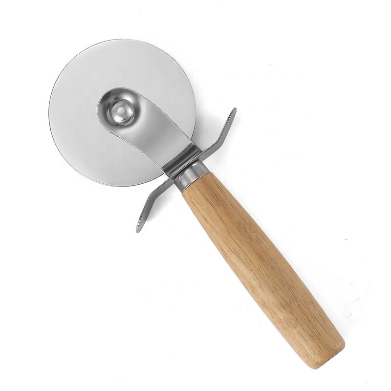 Premium Pizza Cutter Stainless Steel Pizza Cutter Wheel Super Sharp Slicer with wood handle pizza cutter