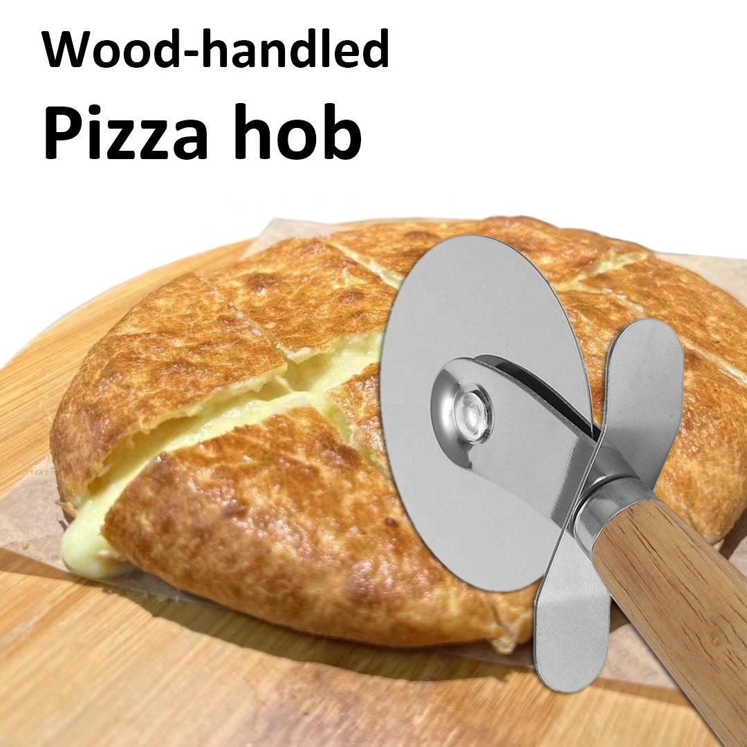 Premium Pizza Cutter Stainless Steel Pizza Cutter Wheel Super Sharp Slicer with wood handle pizza cutter