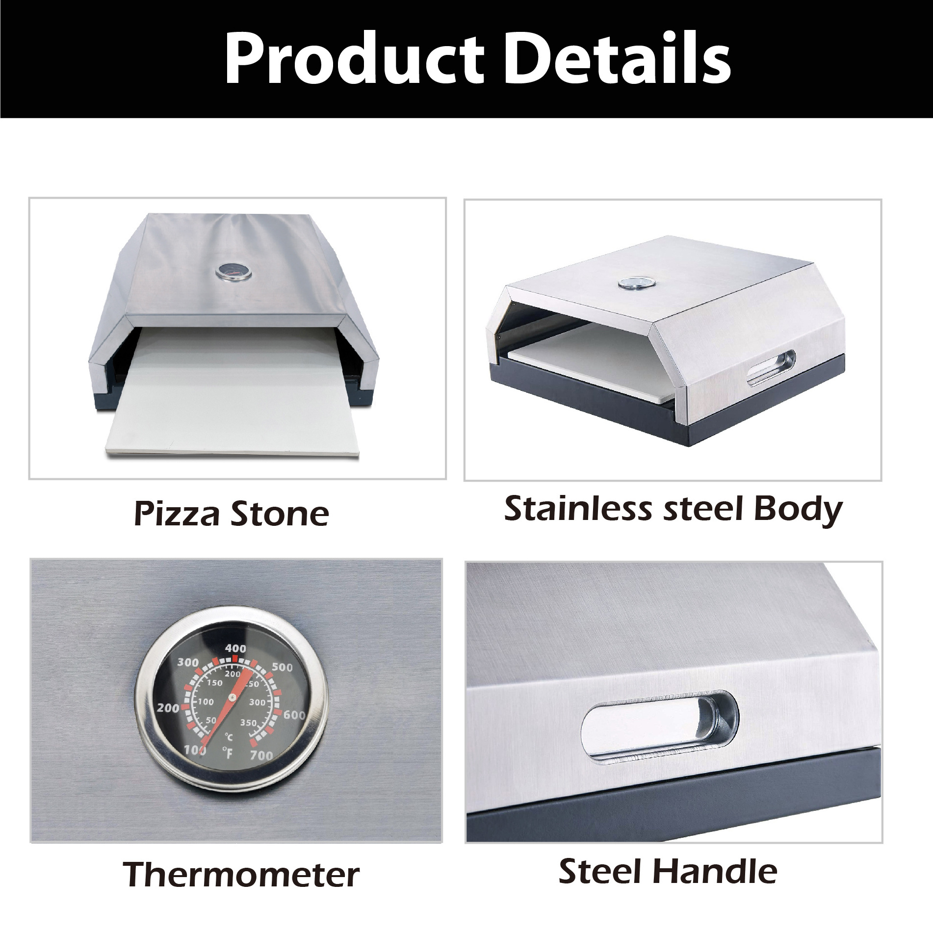 Outdoor Pizza Oven Built-In Thermometer  Charcoal Gas Fire Outdoor Portable BBQ Pizza  Oven with Pizza oven