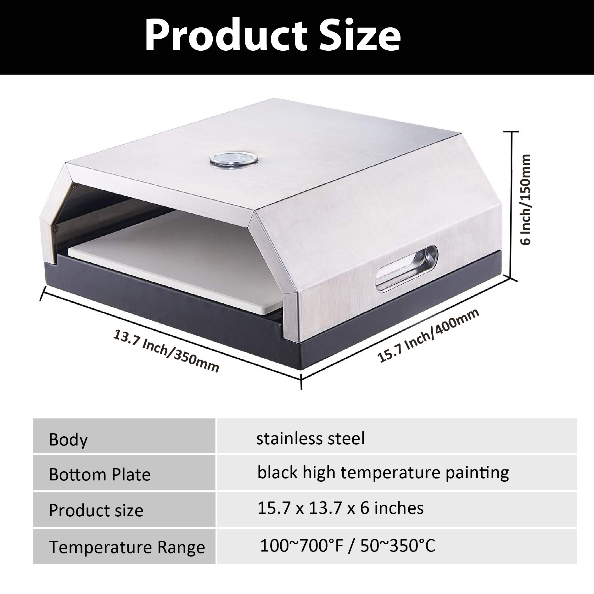 Outdoor Pizza Oven Built-In Thermometer  Charcoal Gas Fire Outdoor Portable BBQ Pizza  Oven with Pizza oven