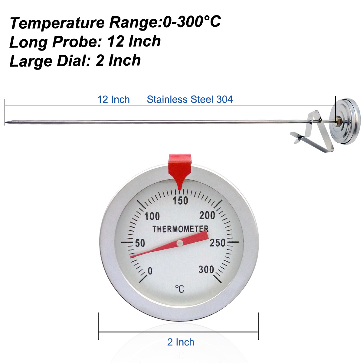 Candy Deep Fry Thermometer with Instant Read,Dial Thermometer Stainless Steel deep fry thermometer