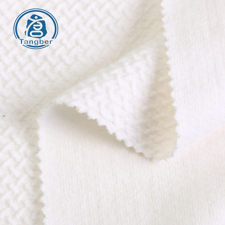 White color  jacquard waffle weave 100% cotton dress cloth knit fabric for sweatshirt