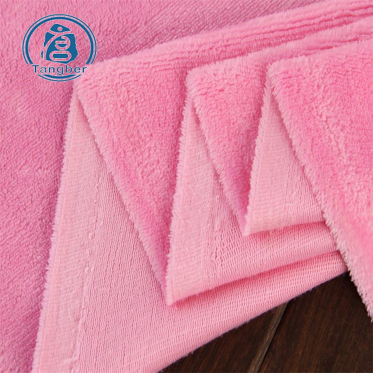 100% polyester short pile plush knitted warp crystal super soft velvet fabric for pajamas pillow doll