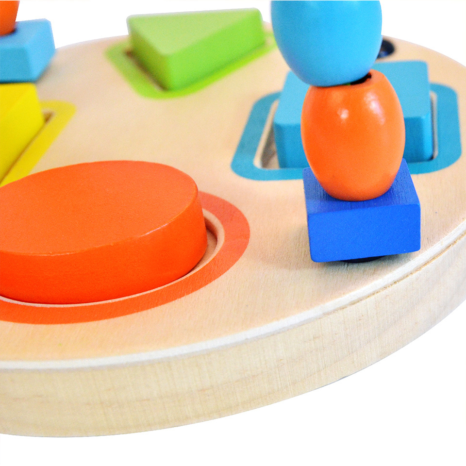 Montessori colorful mini wire roller counting frames circle bead maze wooden educational toys for baby toddler