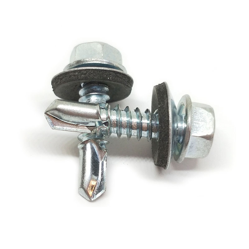 5.5*25 indent hex washer head self drilling screw with epdm bonded steel washer