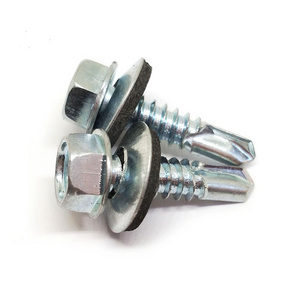 5.5*25 indent hex washer head self drilling screw with epdm bonded steel washer