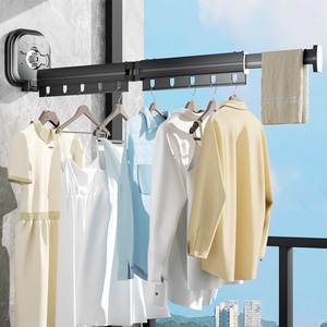 High Quality Indoor Aluminum Wall Mount Foldable Clothes Drying Rack Retractable Laundry  Clothing Racks