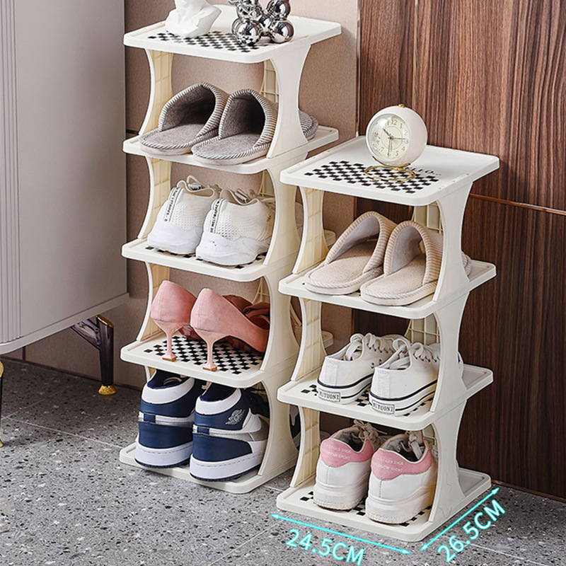 XINGYOU Stackable Storage Organizer for Bedroom Entryway Adjustable Rack Shoe Slots Shelf Shoe Rack Cabinet Plastic