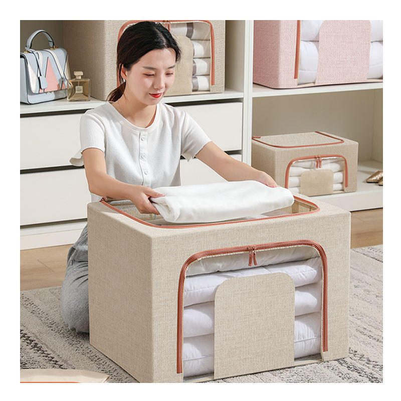 Household Dustproof Foldable Fabric Storage Bags Large Cotton Linen Organizer Clothing Storage Box