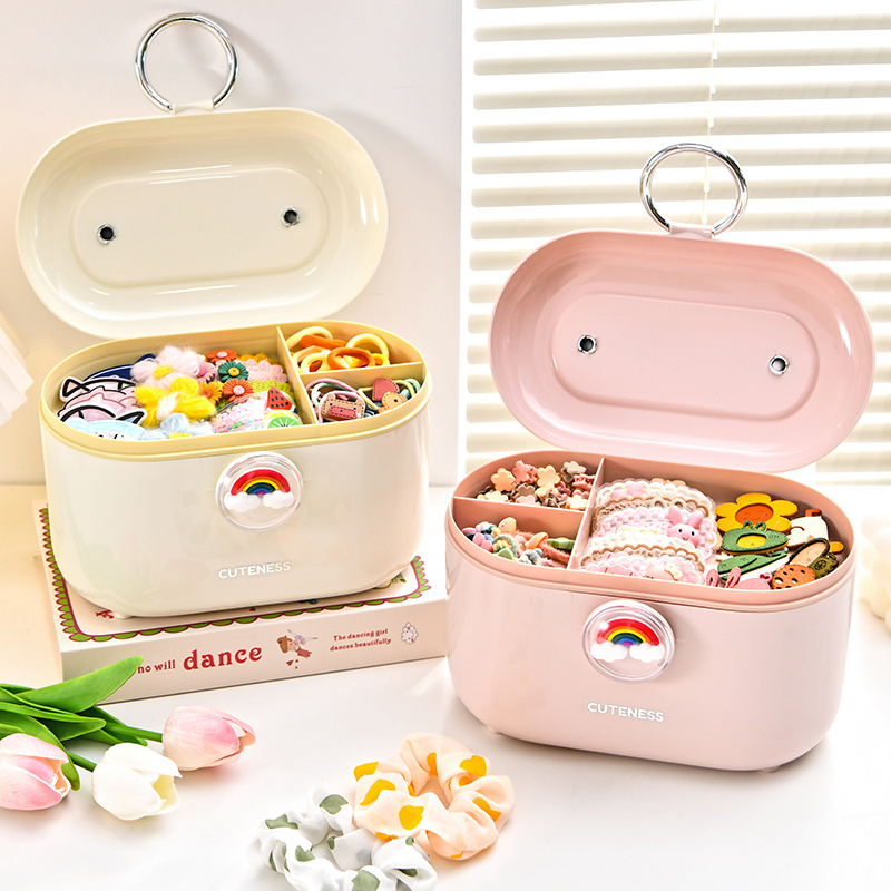 2024 New Dustproof Baby Girls Pretty Hair Bands Clips Hair Accessories Tools Storage Box Organizers for Kids Children