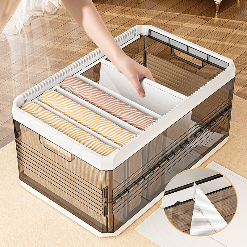 Foldable Bedroom Wardobe Closet Plastic Storage Box Organizer with Detached Dividers for Clothes