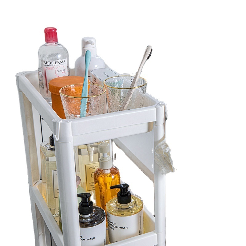 Storage Cart Rolling Laundry Cart Bathroom Shelves Organizer with Wheels for Bathroom Laundry Pantry Kitchen