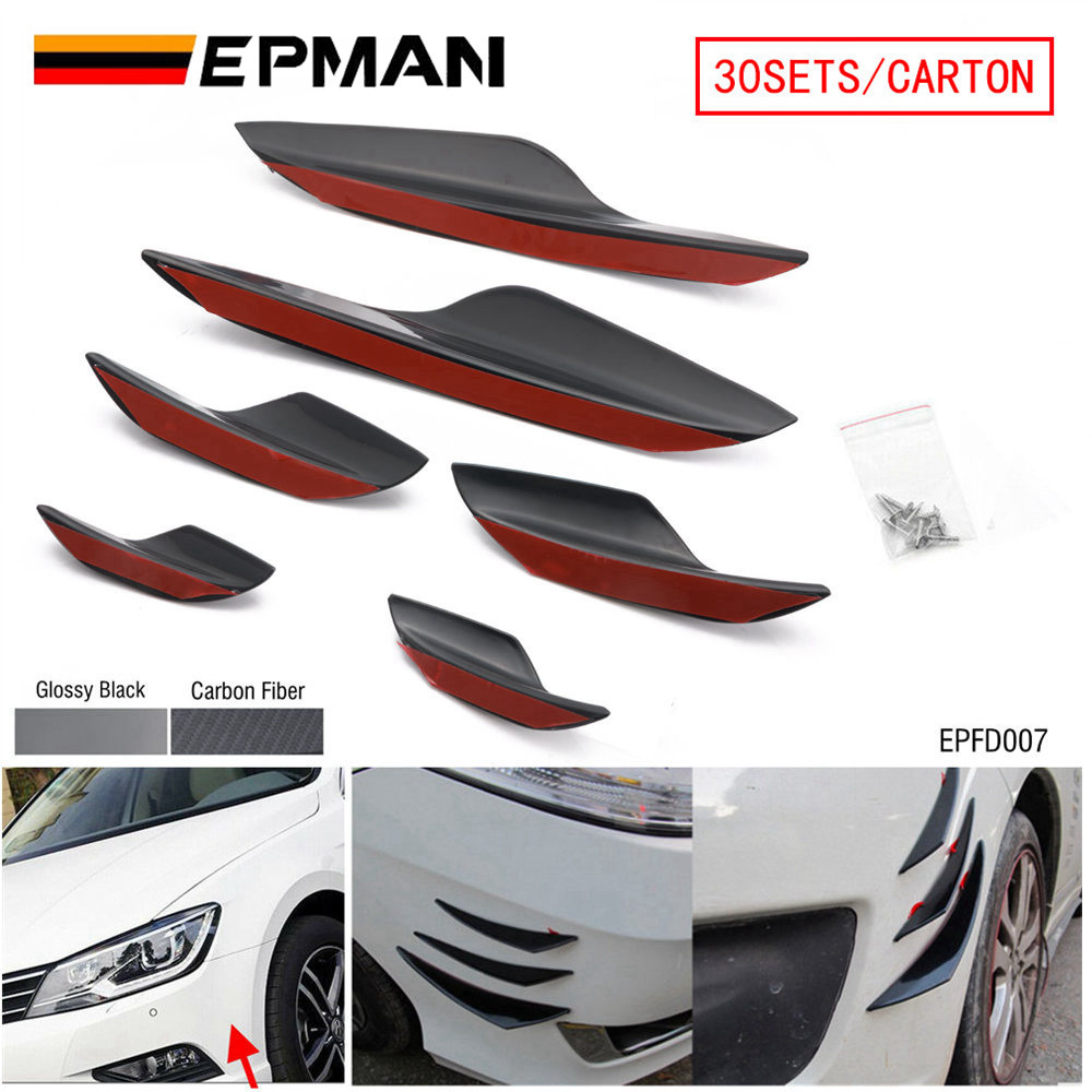 EPMAN ABS Car Body Auto Anti-Collision Strip Decoration Bumper Lip Spoiler Valence Chin Diffuser Canards Trim Kit EPFD007