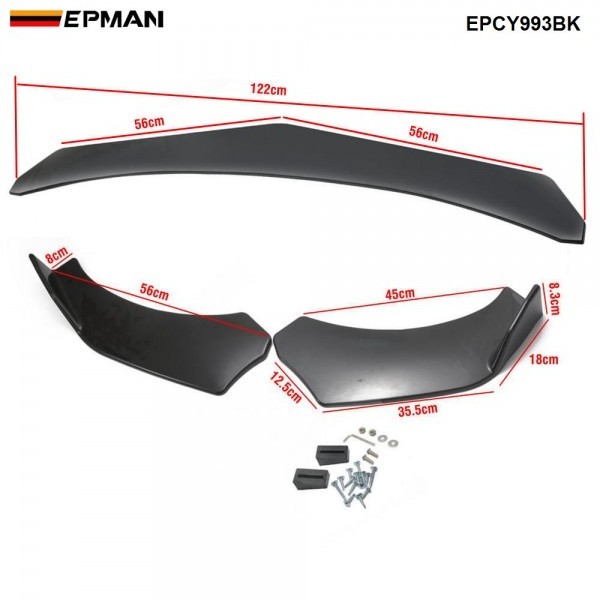 EPMAN Car Front Bumper Splitter Lip Diffuser Chin Bumper Spoiler Body Kits For Ford For BMW EPCY993BK  EPCY994TW