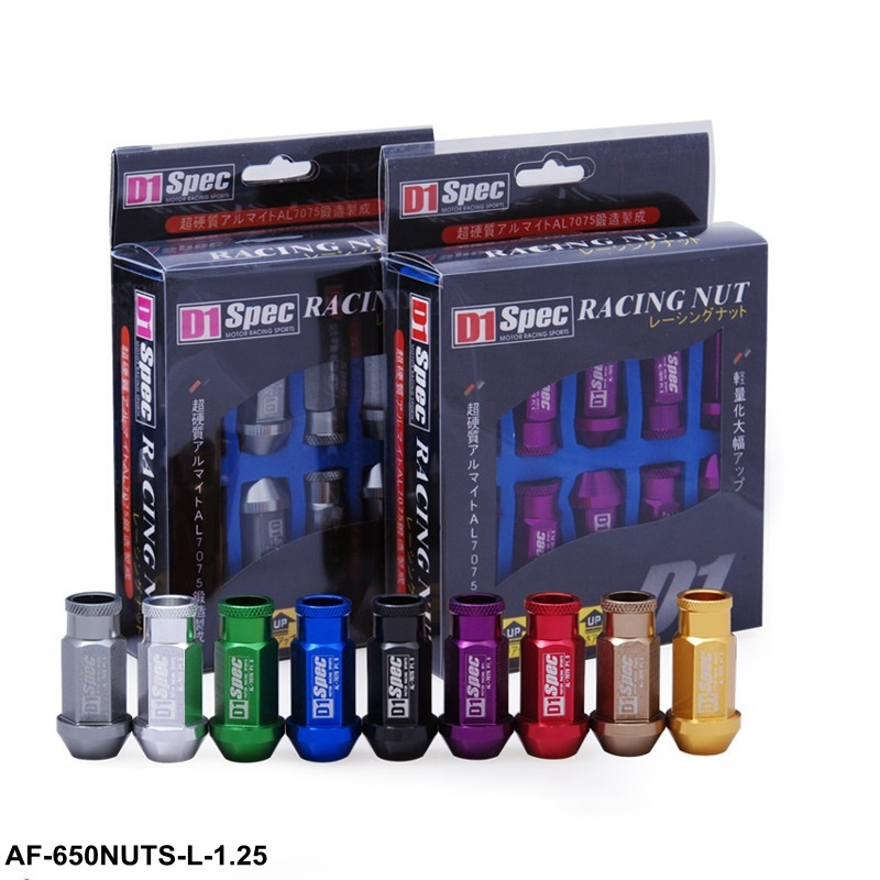 D1spec jdm Billet Aluminum Wheel Racing Lug Nuts P:1.25, L:52mm 20pcs/set EP-650NUTS-L-1.25