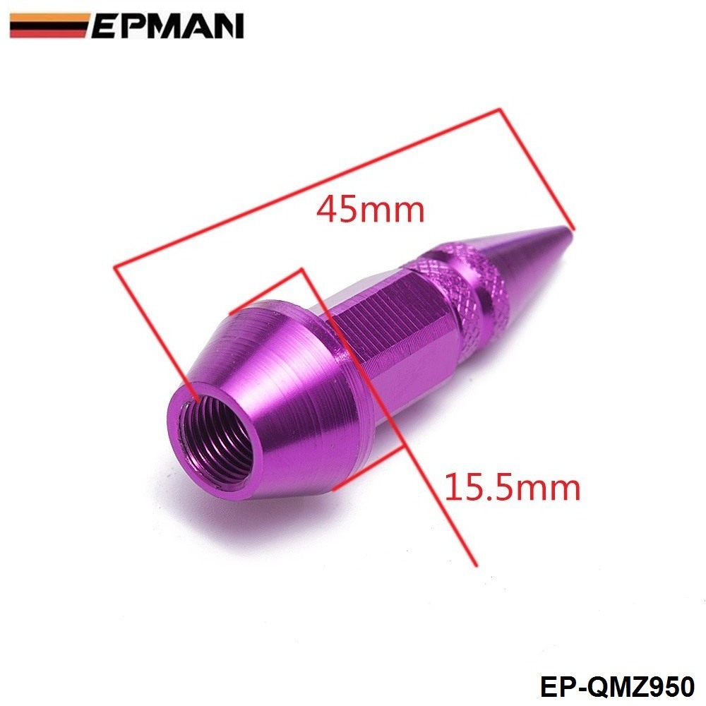 EPMAN 4Pcs/Set Spike Shape Auto Bicycle Tire Valve Cap Valve Stem Caps Wheel Rims Lug Nuts EP-QMZ950