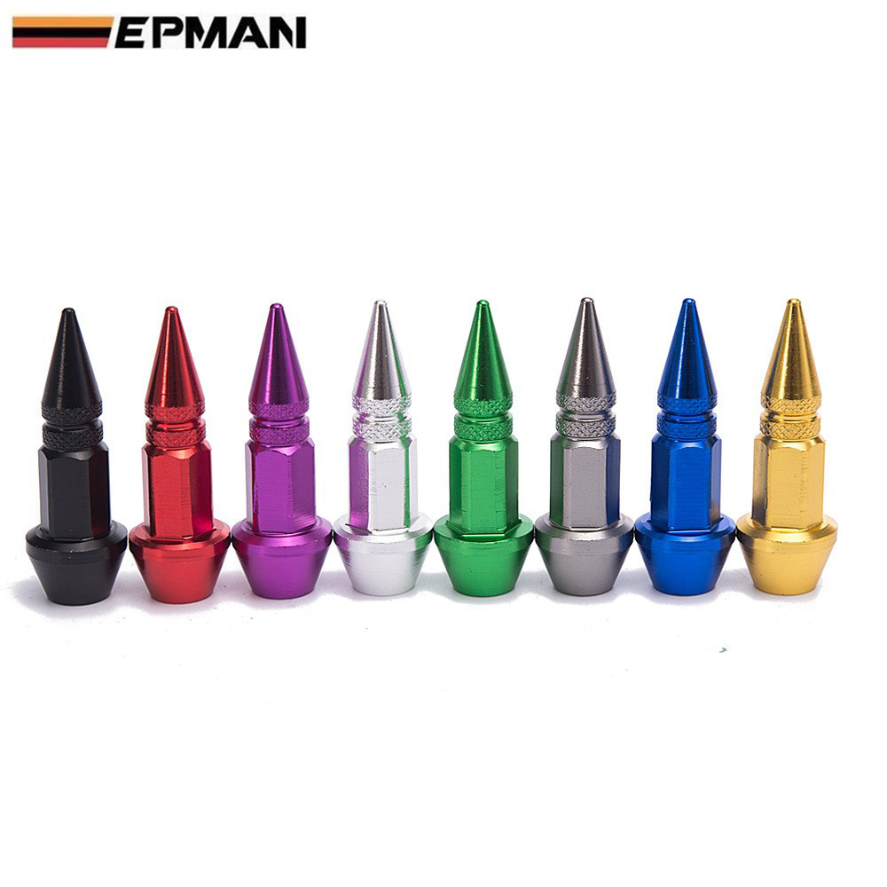 EPMAN 4Pcs/Set Spike Shape Auto Bicycle Tire Valve Cap Valve Stem Caps Wheel Rims Lug Nuts EP-QMZ950