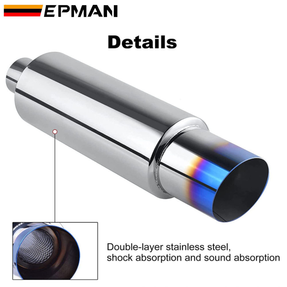 Car Motorbike Exhaust Systems Muffler Tip Universal Stainless Steel Outlet 89mm Silencer Tail Pipe Burnt Tip EPMF1506U89BR