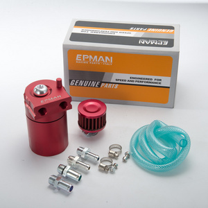 EPMAN Universal Aluminum Oil Catch Can Reservoir Tank / Fuel Tank + Breather Filter Fuel Surge Tank EP-JYH08