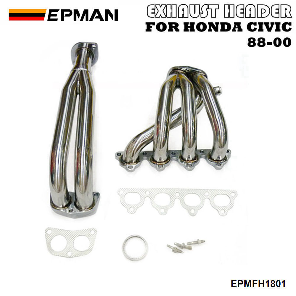 EPMAN STAINLESS STEEL PIPING HEADER MANIFOLD EXHAUST FOR HONDA 88-00 CIVIC EG EF EK EM EPMFH1801