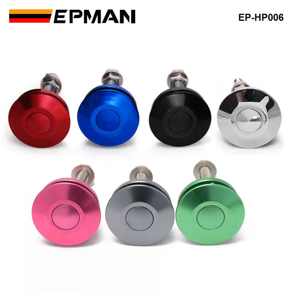 EPMAN 2.5 inch Push Button Billet Hood Pins Lock Clip Kit Car Quick Latch Universal EP-HP006