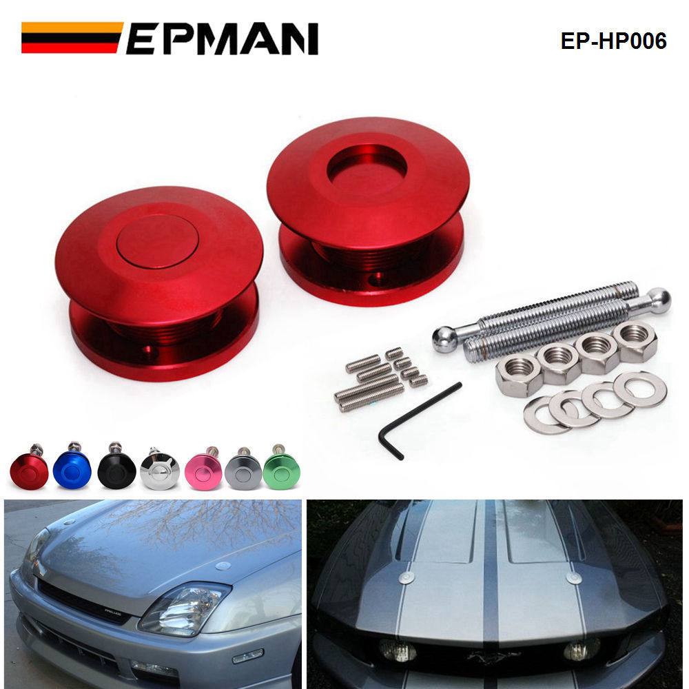 EPMAN 2.5 inch Push Button Billet Hood Pins Lock Clip Kit Car Quick Latch Universal EP-HP006