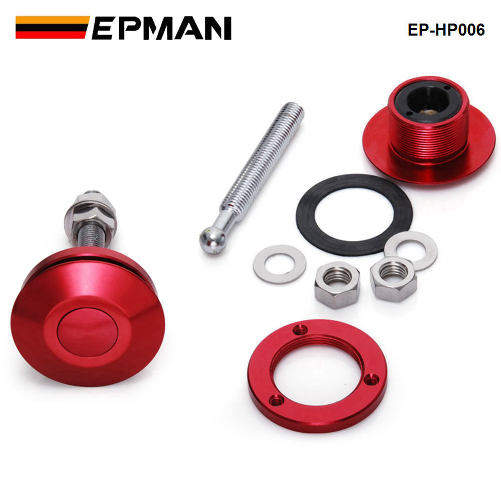 EPMAN 2.5 inch Push Button Billet Hood Pins Lock Clip Kit Car Quick Latch Universal EP-HP006