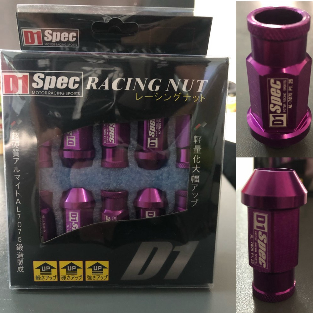 D1spec jdm Billet Aluminum Wheel Racing Lug Nuts P:1.25, L:52mm 20pcs/set EP-650NUTS-L-1.25