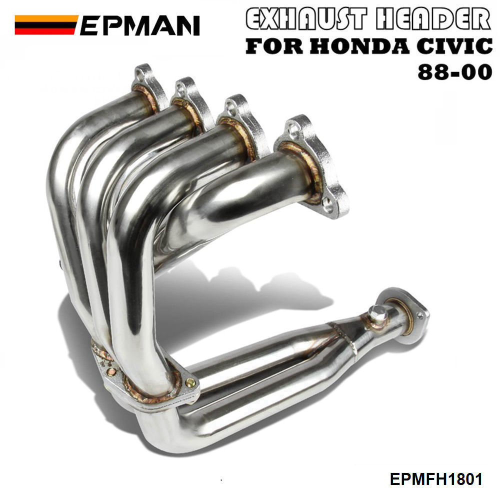 EPMAN STAINLESS STEEL PIPING HEADER MANIFOLD EXHAUST FOR HONDA 88-00 CIVIC EG EF EK EM EPMFH1801