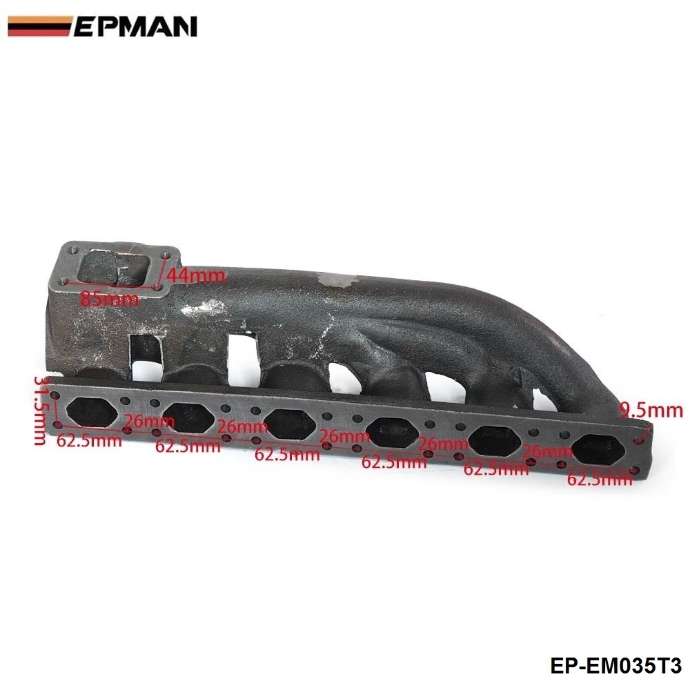 EPMAN Turbo Exhaust Manifold compatible for BMW 1991-1999 E36 2000-2006 E46 I6 T3 T4 M50 M52 M54 left-hand drive EP-EM035T3