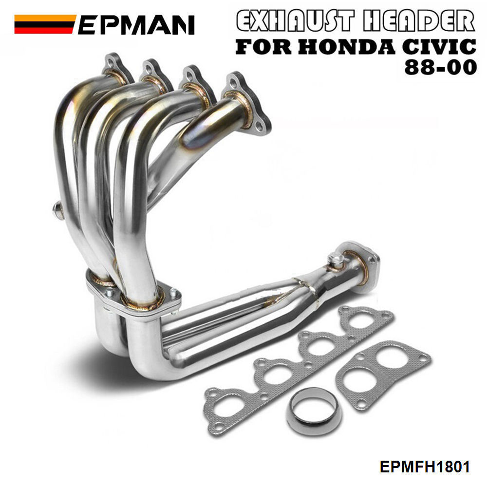 EPMAN STAINLESS STEEL PIPING HEADER MANIFOLD EXHAUST FOR HONDA 88-00 CIVIC EG EF EK EM EPMFH1801