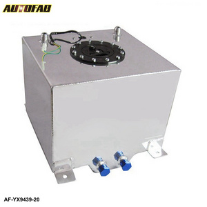 AUTOFAB 5 Gallon 20 L Black Coated Aluminum Racing/Drifting Fuel Cell Gas Tank+Level Sender AF-YX9439-20