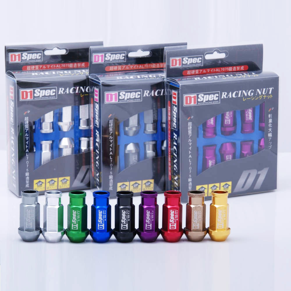 D1 JDM Billet Aluminum Wheel Racing Lug Nuts P=1.5 L=52mm Red Blue Black Brown Gray Purple Gold EP-650NUTS-L-1.5