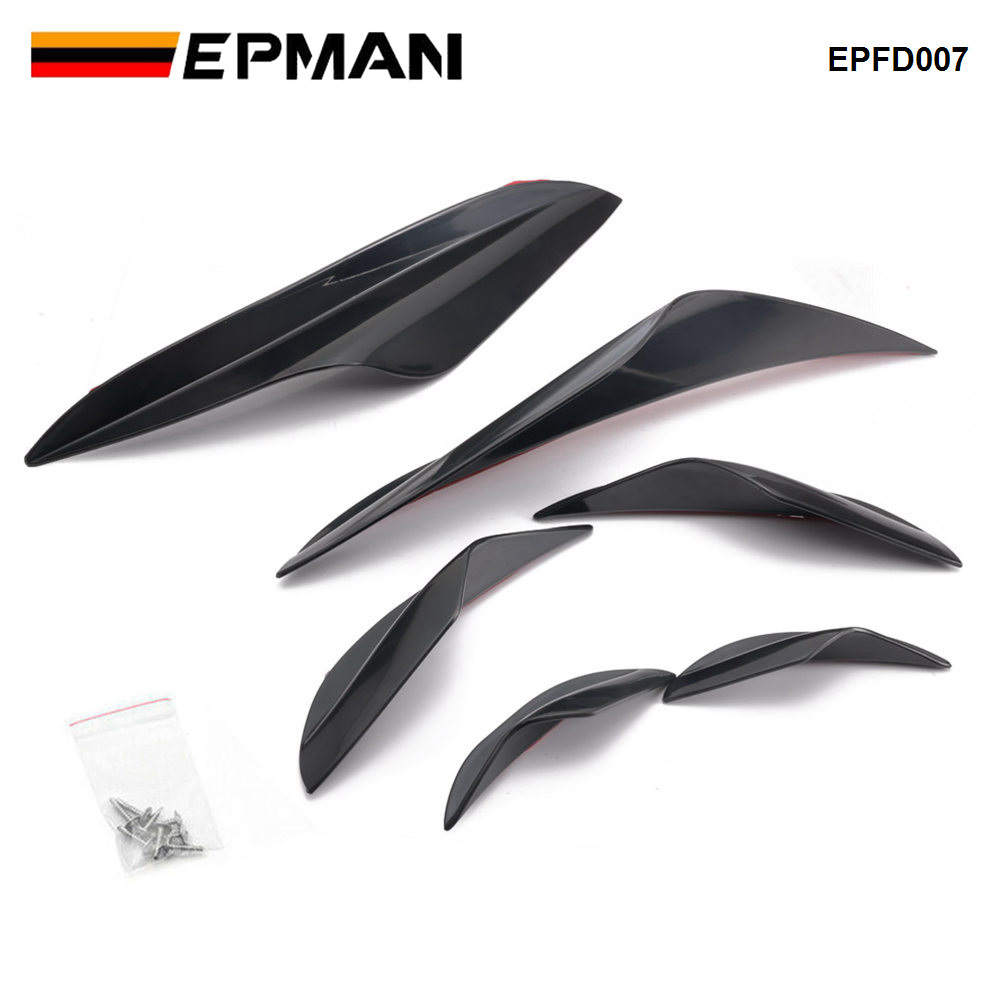 EPMAN ABS Car Body Auto Anti-Collision Strip Decoration Bumper Lip Spoiler Valence Chin Diffuser Canards Trim Kit EPFD007