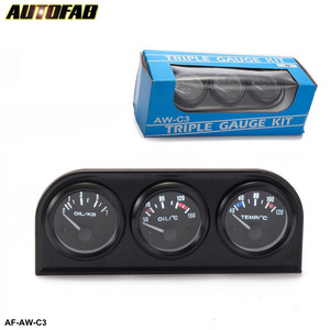 AUTOFAB- Auto 52mm Triple Gauge Kit 3in1 Volt /Water Temp Gauge /Oil Pressure Gauge Or Oil Temp Meter W Sensor AF-AW-C3