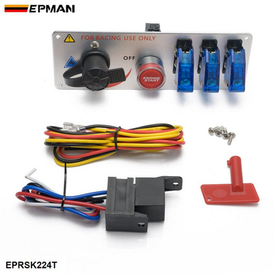 EPMAN 12V Racing Car Toggle Ignition Switch Panel LED Push Button Starter Engine Start EPRSK224T