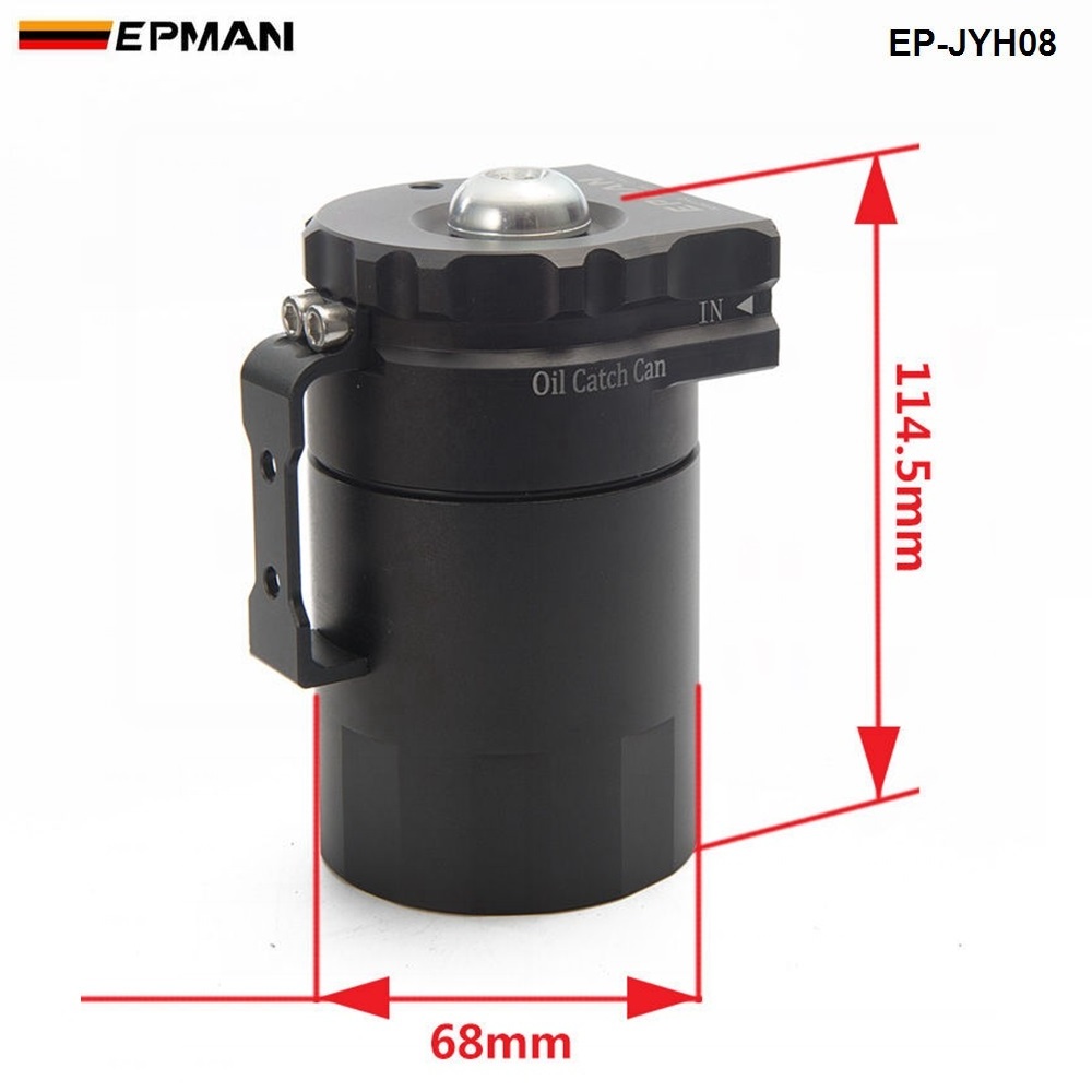 EPMAN Universal Aluminum Oil Catch Can Reservoir Tank / Fuel Tank + Breather Filter Fuel Surge Tank EP-JYH08