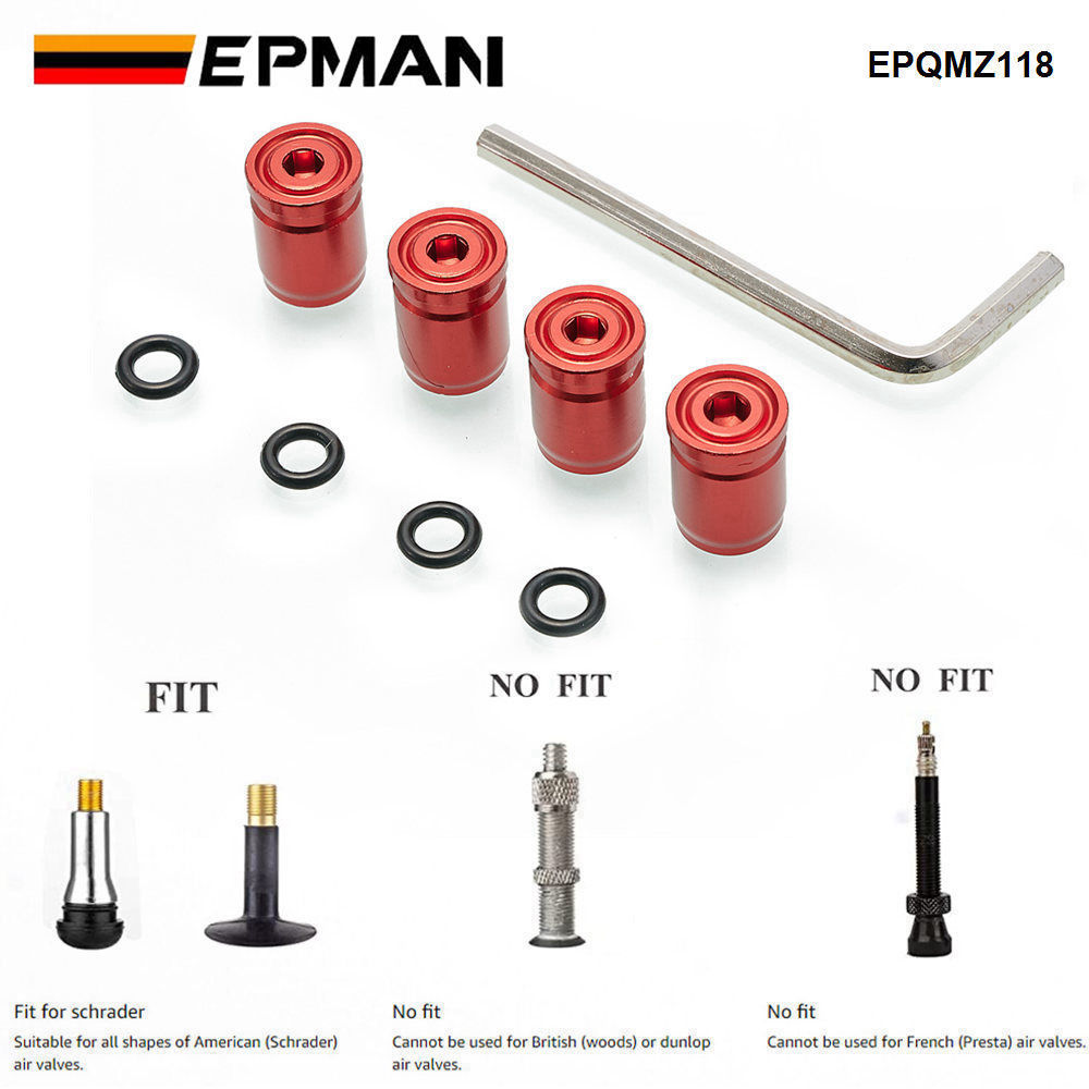 EPMAN 4PCS/PACK Anti-Theft Tire Air Valve Caps Car Tire Air Valve Stem Caps Pressure Cap Cover for Cars SUV Bike EPQMZ118