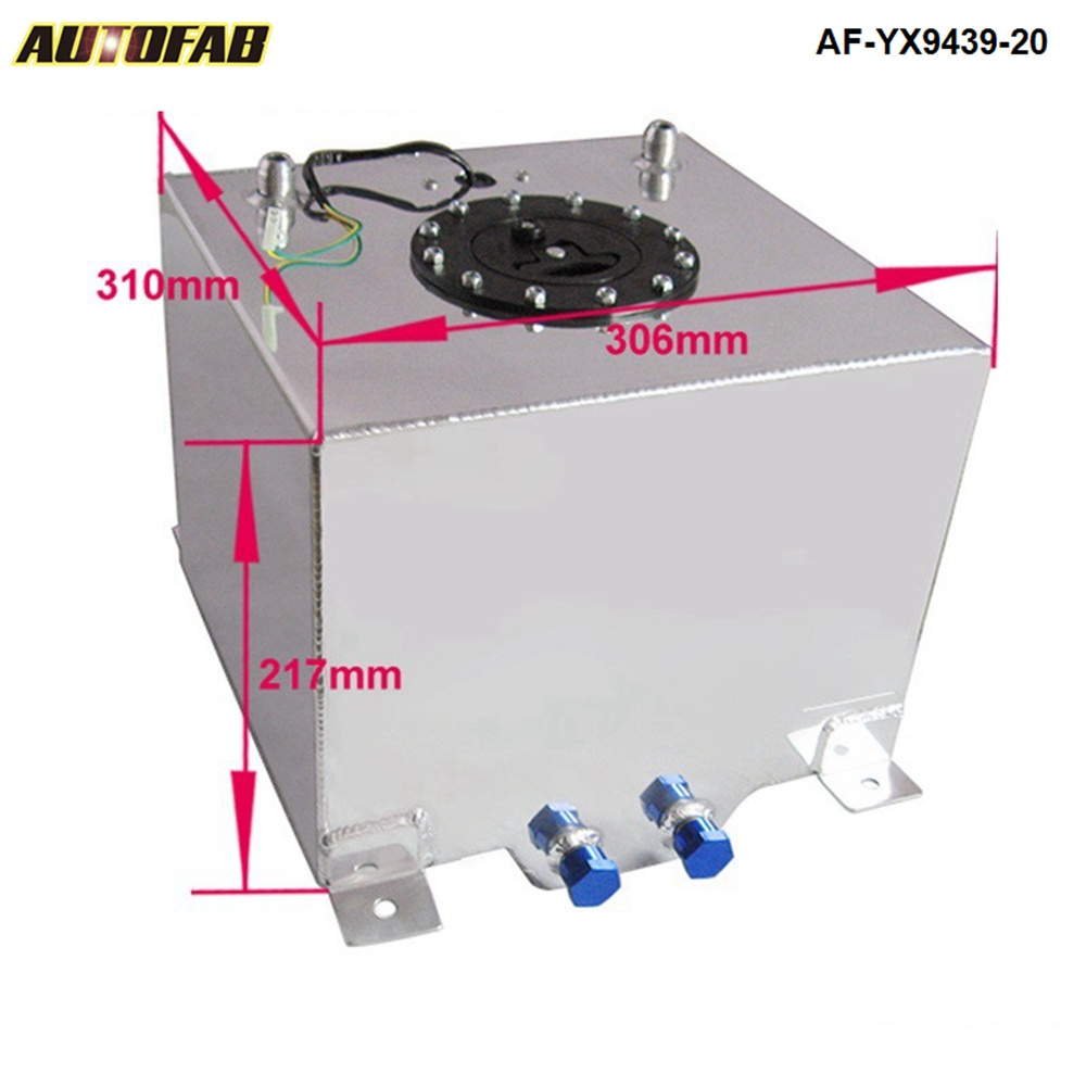 AUTOFAB 5 Gallon 20 L Black Coated Aluminum Racing/Drifting Fuel Cell Gas Tank+Level Sender AF-YX9439-20