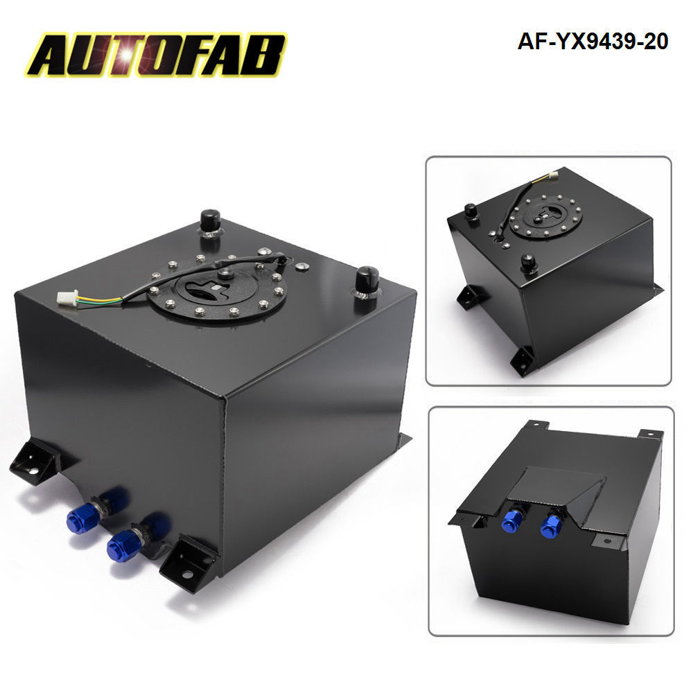 AUTOFAB 5 Gallon 20 L Black Coated Aluminum Racing/Drifting Fuel Cell Gas Tank+Level Sender AF-YX9439-20