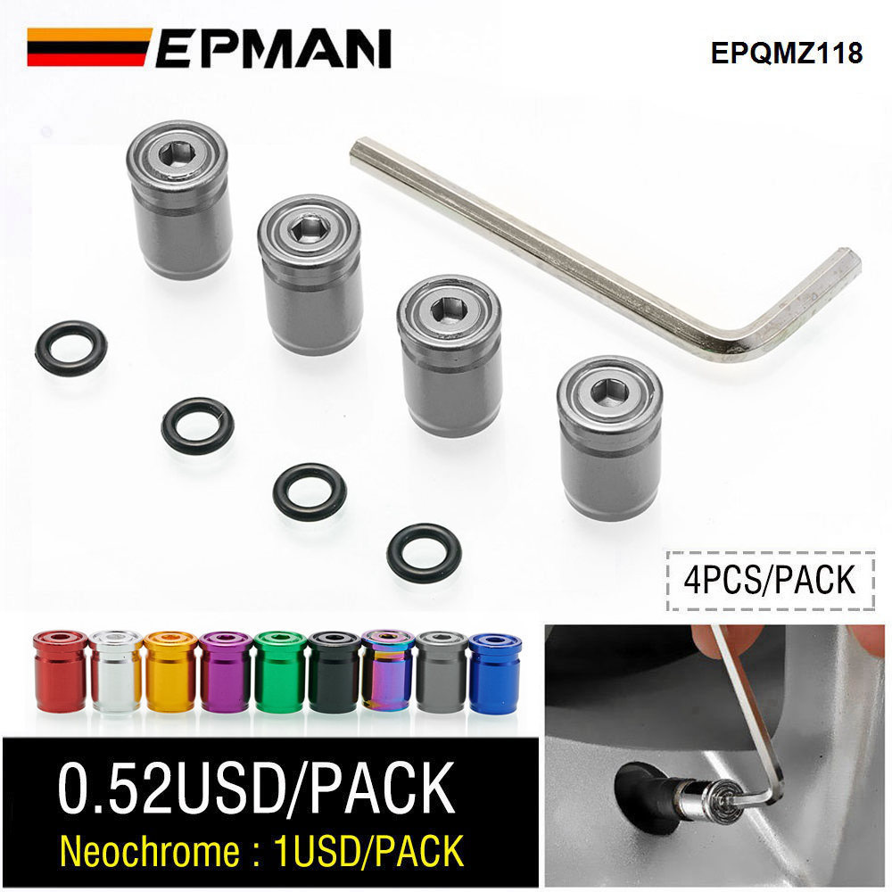 EPMAN 4PCS/PACK Anti-Theft Tire Air Valve Caps Car Tire Air Valve Stem Caps Pressure Cap Cover for Cars SUV Bike EPQMZ118