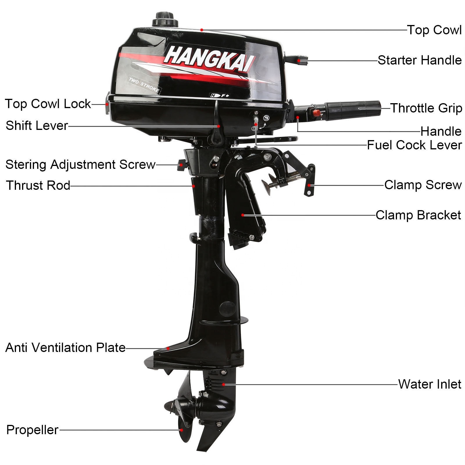 Water Cooled HANGKAI 4HP 2 Stroke Petrol Boat Engine Outboard Motors for Sale