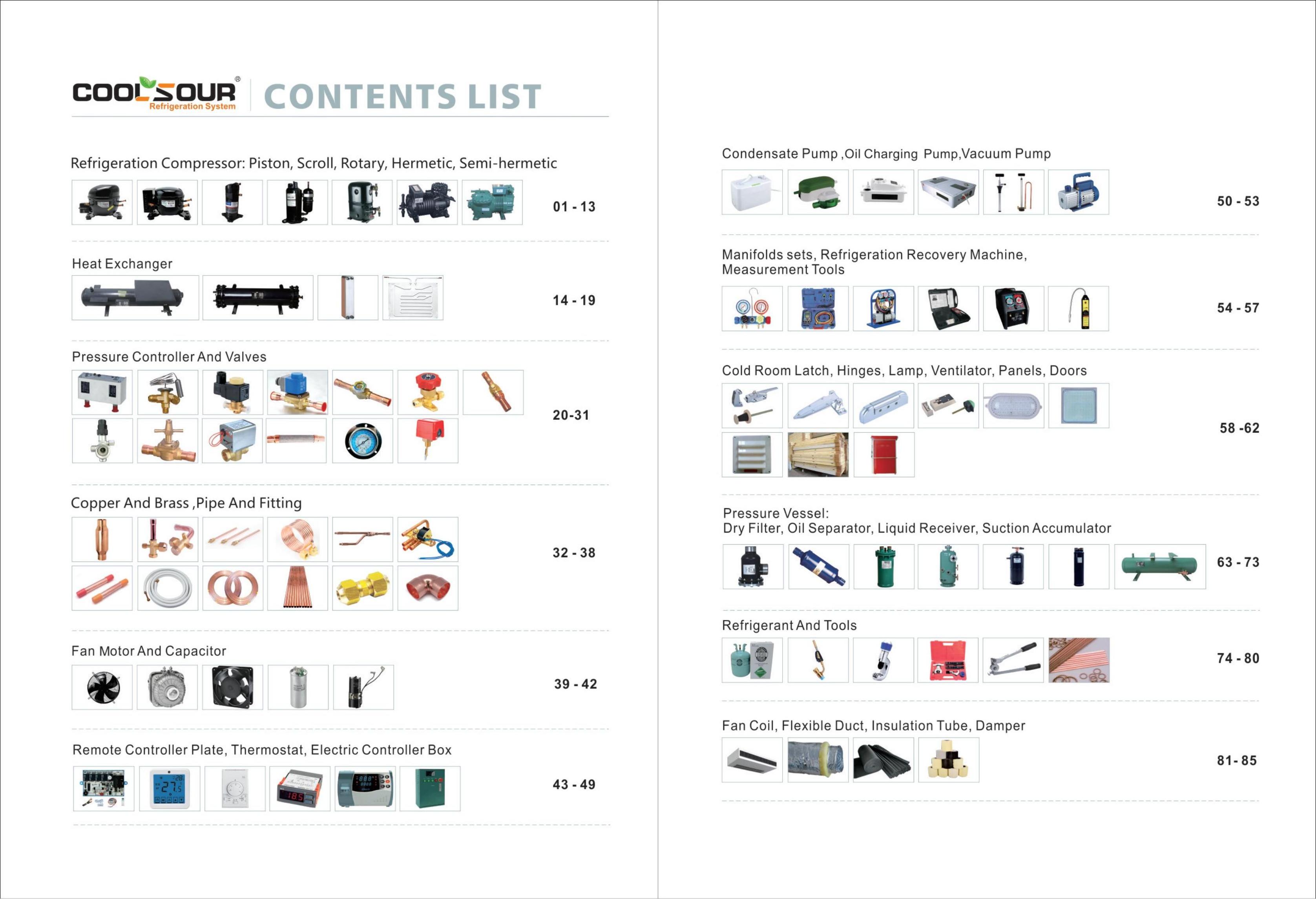 COOLSOUR Refrigeration Parts, Complete Refrigeration Spare Parts