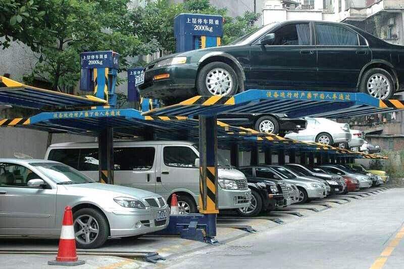 Car Two Post Parking Lift Garage For Home Using Auto Hydro-park Parking System 2 Post Car Lift Vertical Parking