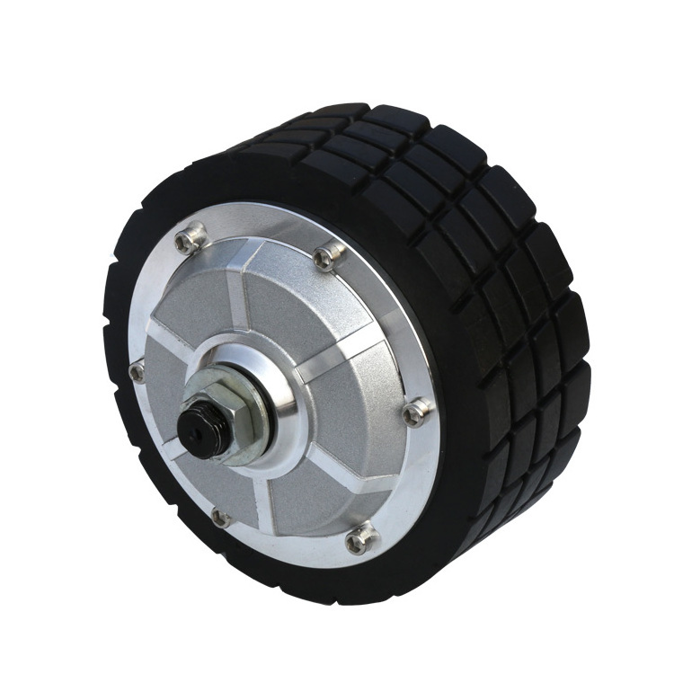 Low speed high torque 4.5inch 150kg load 24V 300RPM 1024PPR encoder electric scooter DC hub servo wheel motor for delivery robot